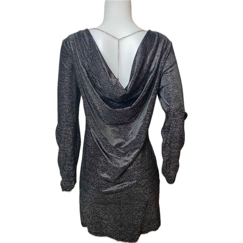 F. Michael Kors Dress XL Black Silver Long Sleeve Round Neck. NWT $125